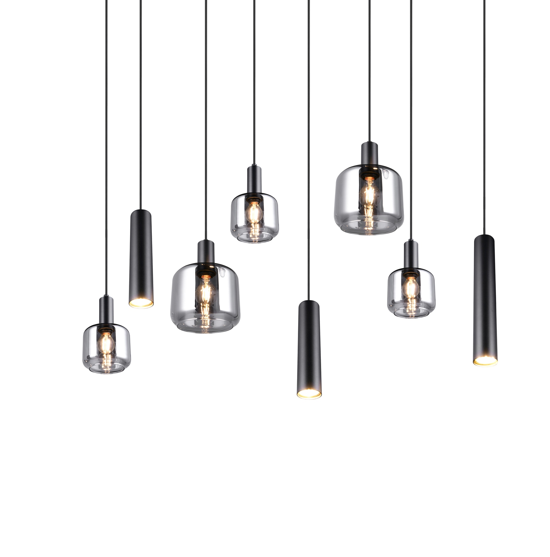 TRIO Retrofit Balkenpendel MATARO 8-flg schwarz /smoke