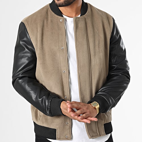 Veste Zippée Beige Noir