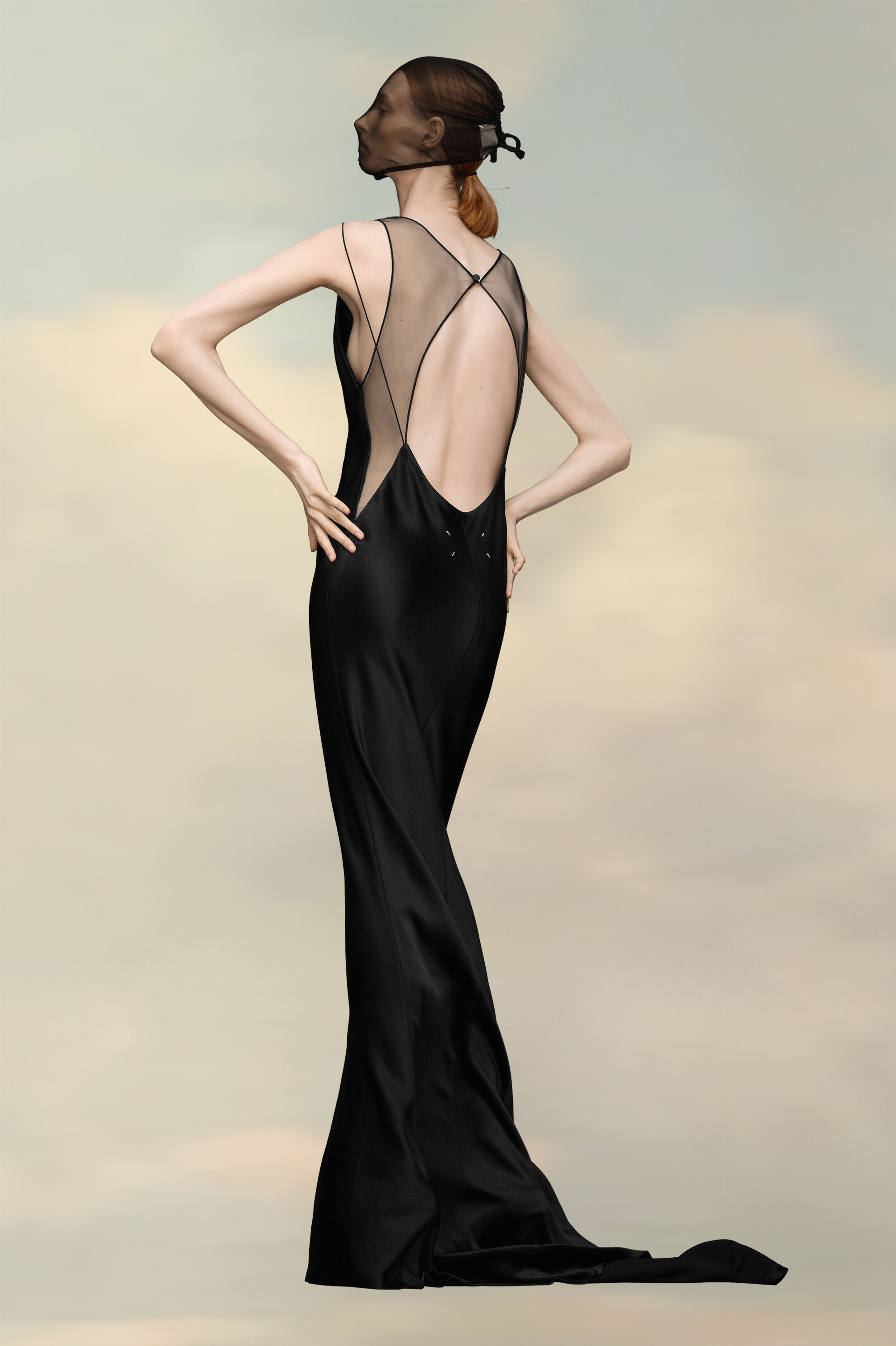 Robe longue en satin noir Noir