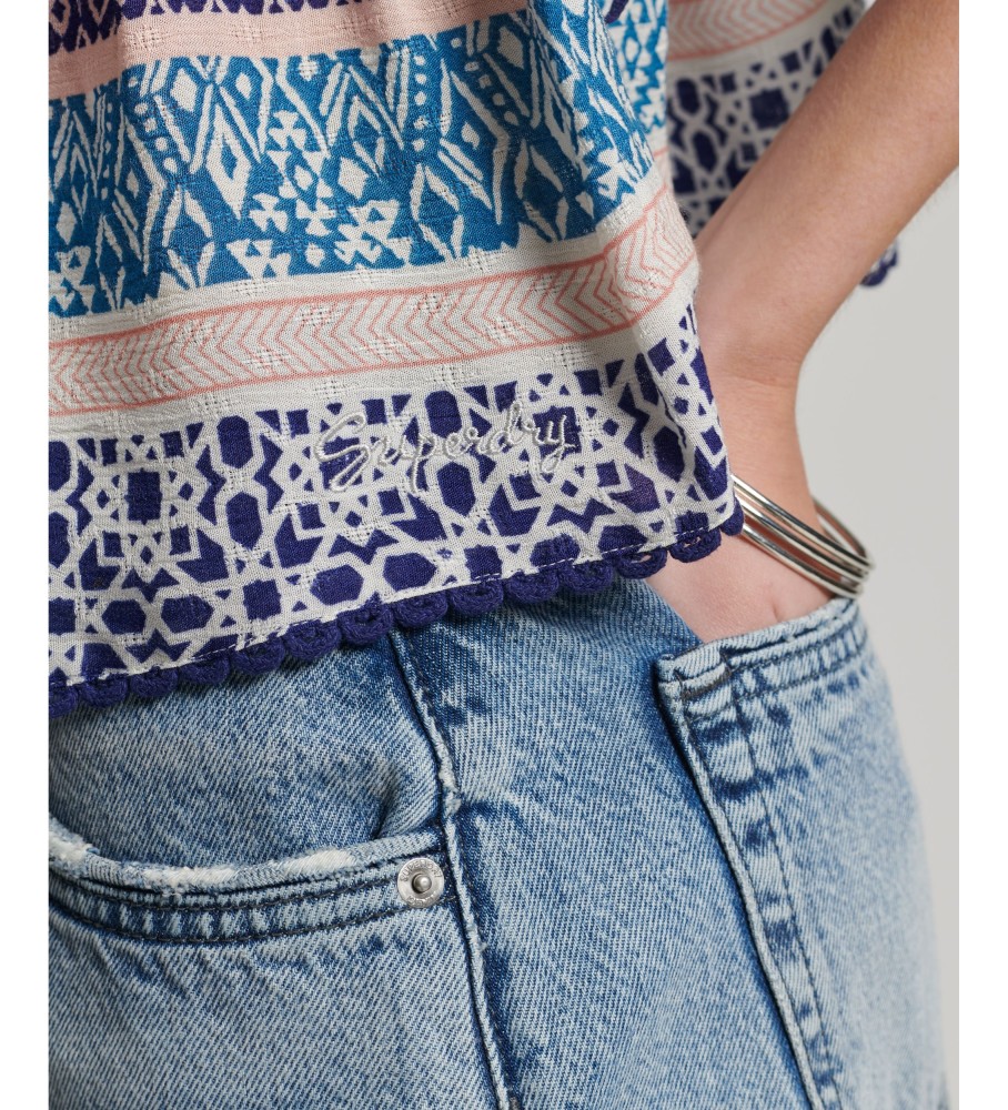 Regata Superdry Vintage Logo com Babados Azul