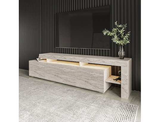 CONCEPT1 - Meuble TV Beliz - Travertin 192 x 53 x 37
