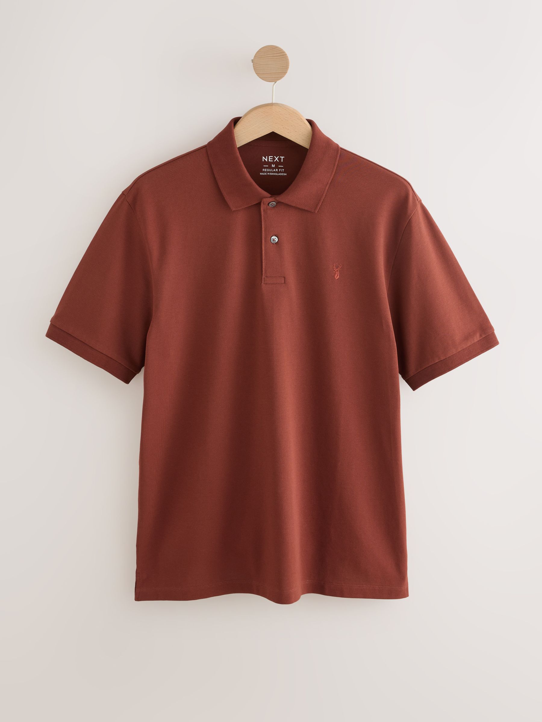 Roestrood - Normale Pasvorm - Long-Sleeve Pique Polo Shirt