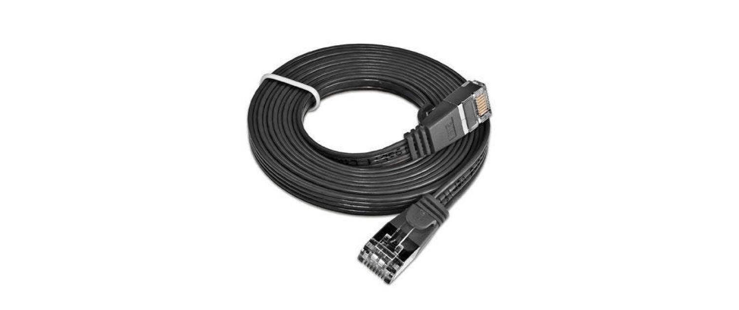 Slimpatchkabel RJ-45 - RJ-45, Cat 6, STP, 1 m, SchwarzGeschirmtes Twisted-Pair-Kabel (STP) mit Klinkenschutz