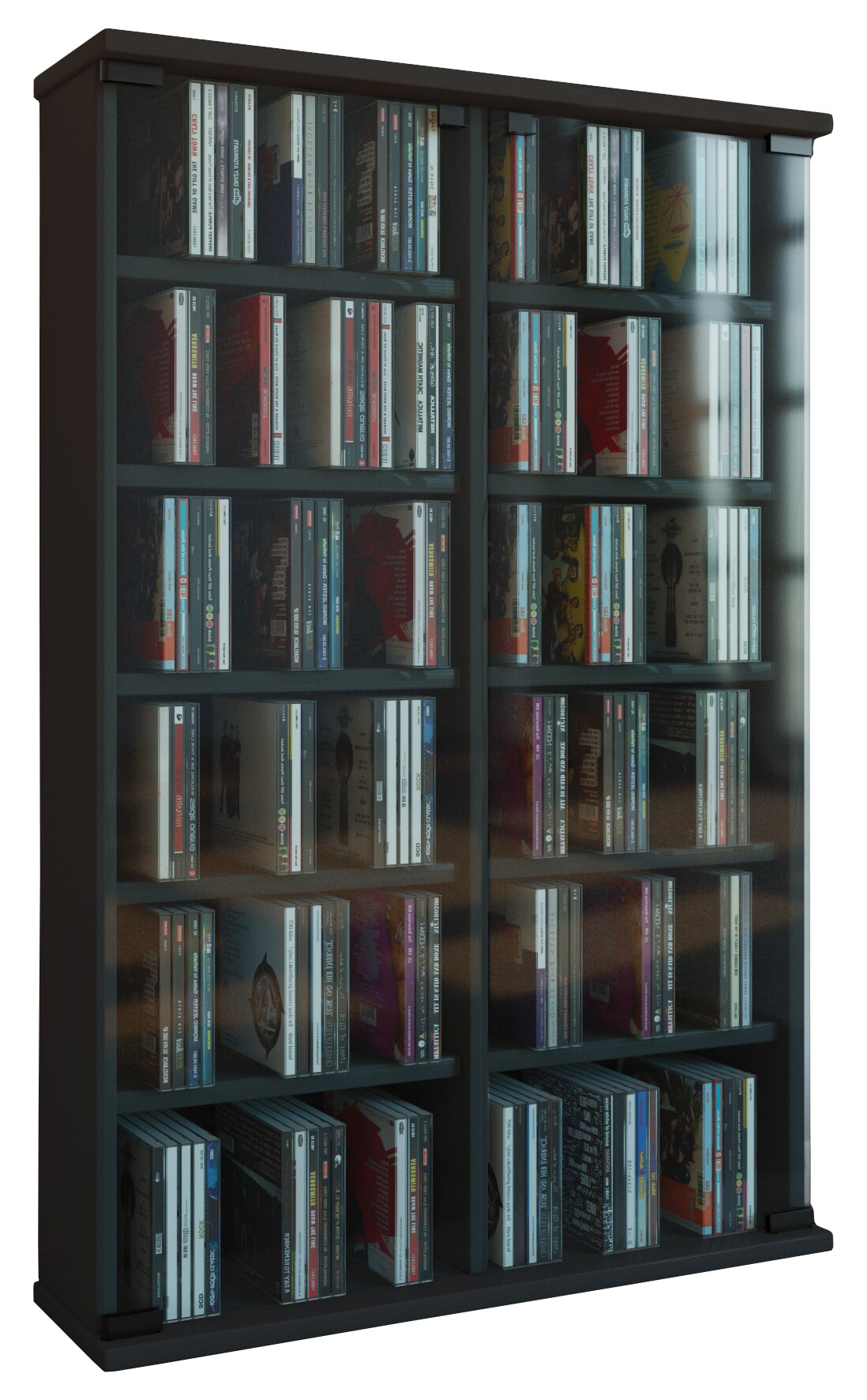 VCM Holz CD DVD Stand Regal Schrank Aufbewahrung Standregal Ständer Roma Glastür
