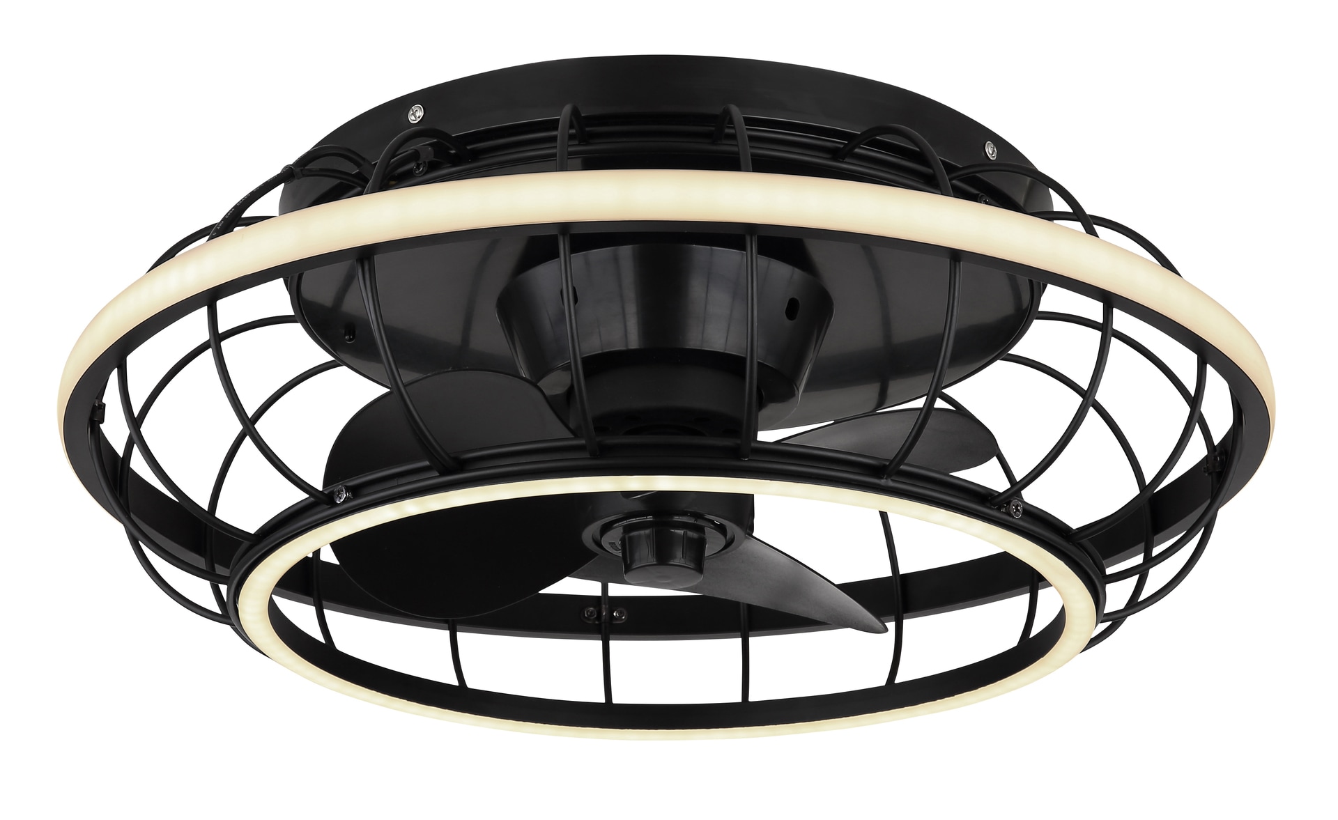 GLOBO LED Deckenlampe Leonhard mit Ventilator Schwarz /Opalweiß 50x50cm H18cm