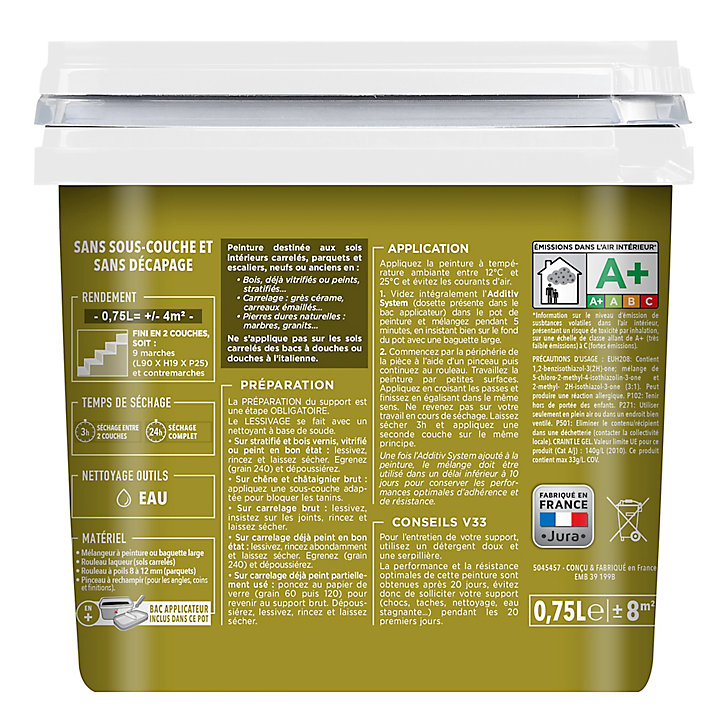 Peinture de rénovation sol et escalier V33 noir carbone satin 0,75L
