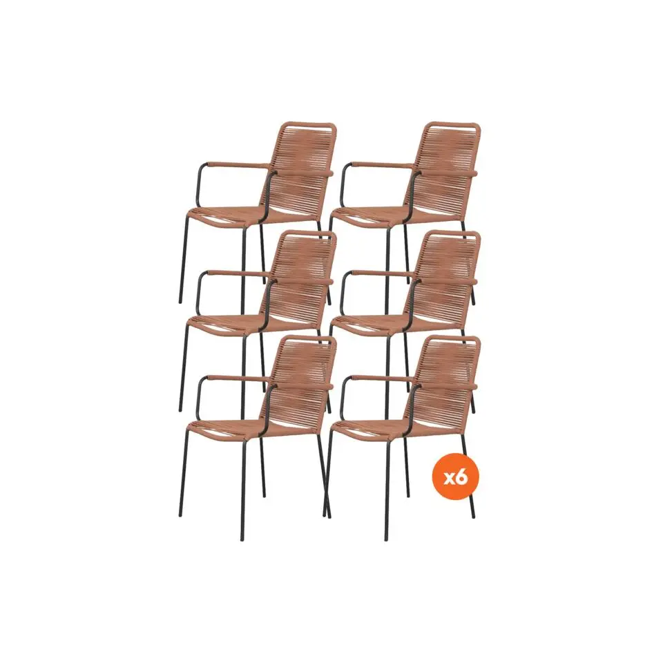 VDG Set van 6 - Denver Rope stapelbare stoel - Terracotta