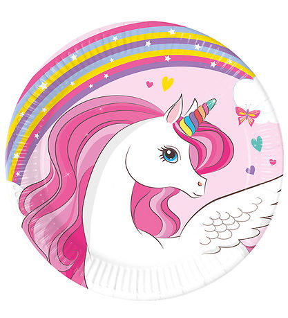 Decorata Party Pappteller - 8er-Pack - 23 cm - Unicorn Rainbow C