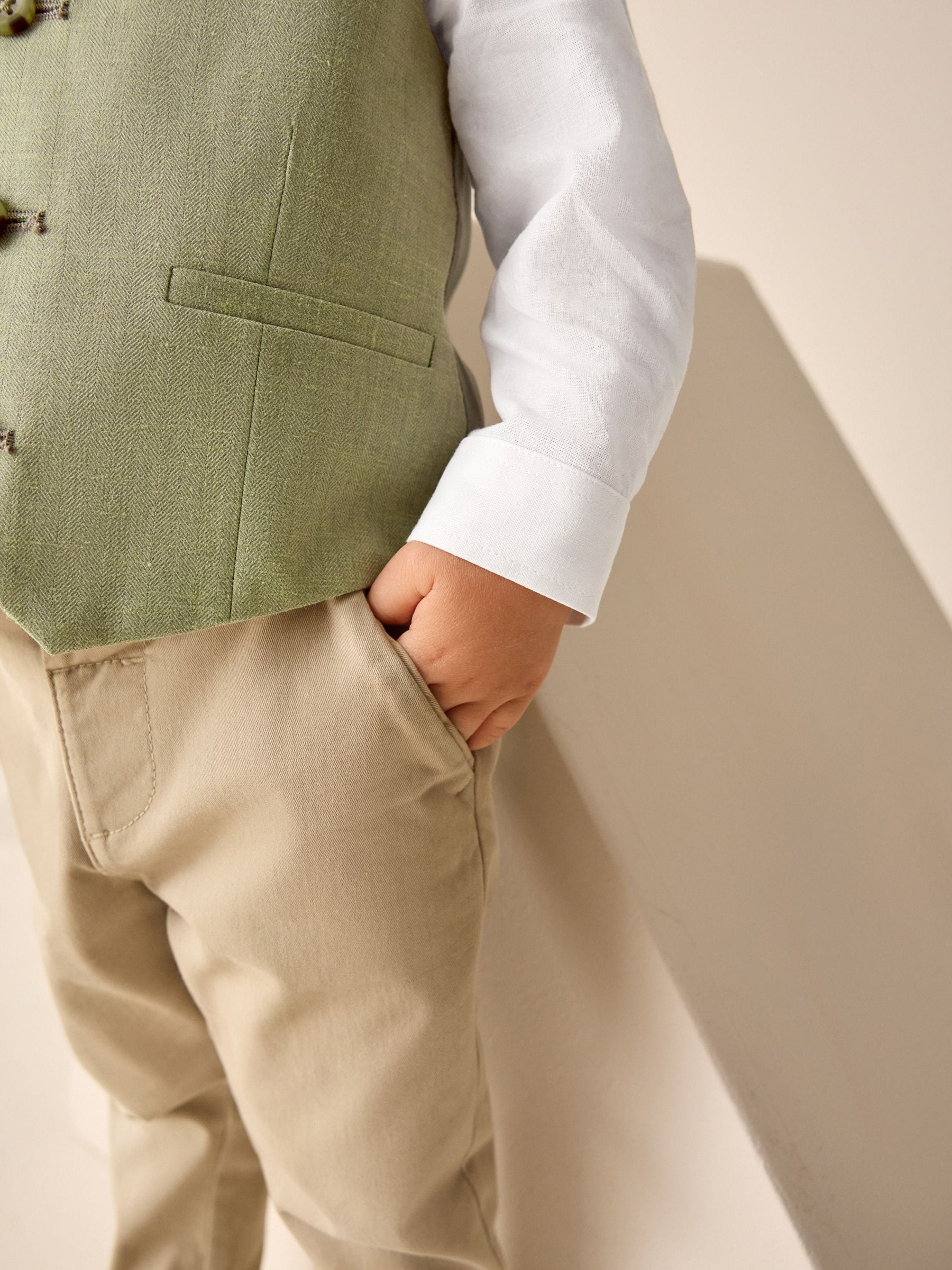 Grijs-groen - Set met gilet, overhemd en vlinderdas (3 mnd- 7 jr)