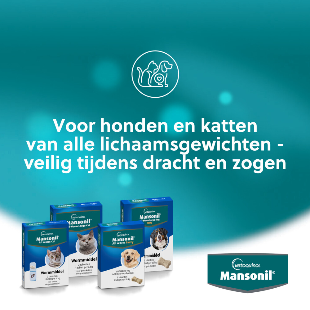 Mansonil All Worm Ontworming Tabletten Kat vanaf 4 kg2 stuks