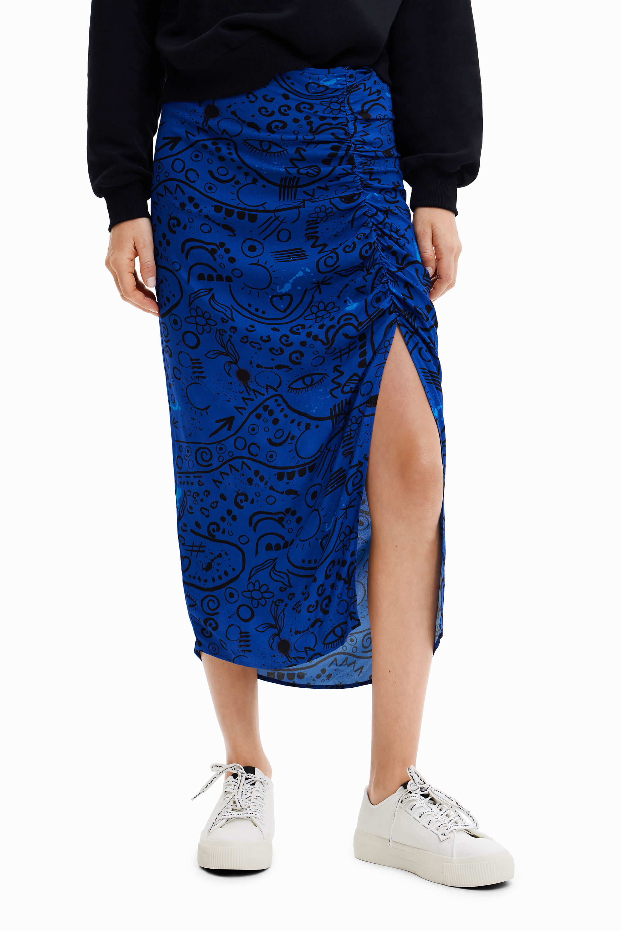 Falda midi slim abertura