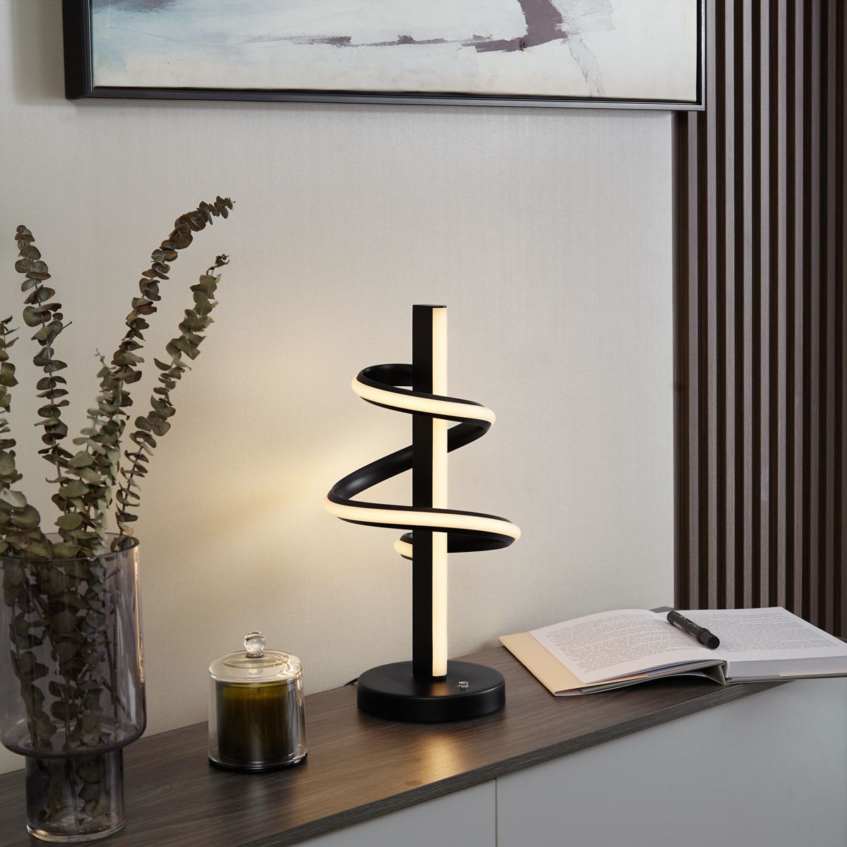 Design tafellamp zwart incl. LED dimbaar - Rolla
