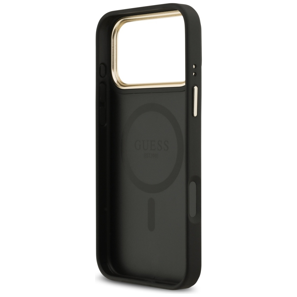 iPhone 17 Pro Max MagSafe Leder Hardcase Hülle Classic Logo (GUHMP17XP4MSEGCK) - Schwarz