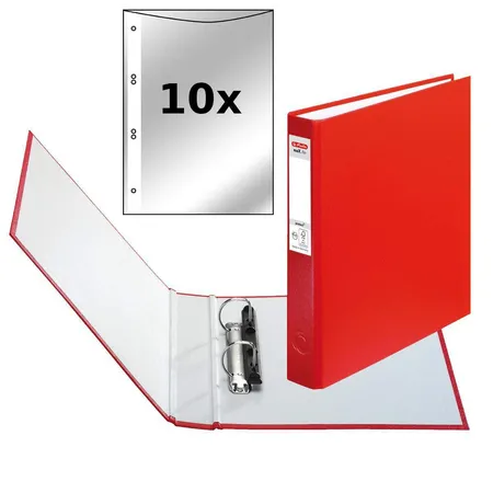 Herlitz Ringbuch DIN A5 mit 2-Ringe incl. 10 Prospekthüllen Farbe rot