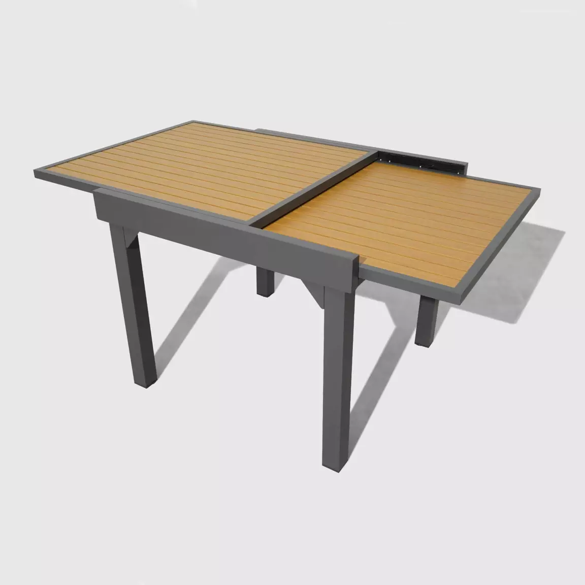 Table de jardin extensible en aluminium 8 places effet bois (90/180 x 90 cm) Murano Gris anthracite