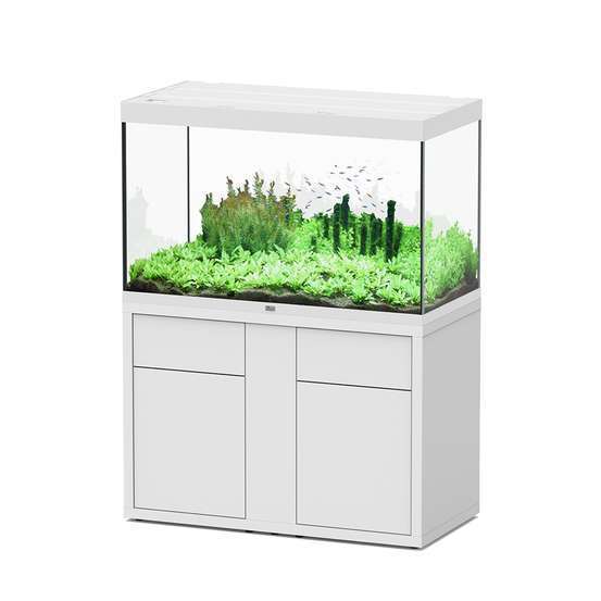 Aquarium et Meuble 2 portes Sublime Led 2.0 Blanc L.120x P.60x H.70 cm