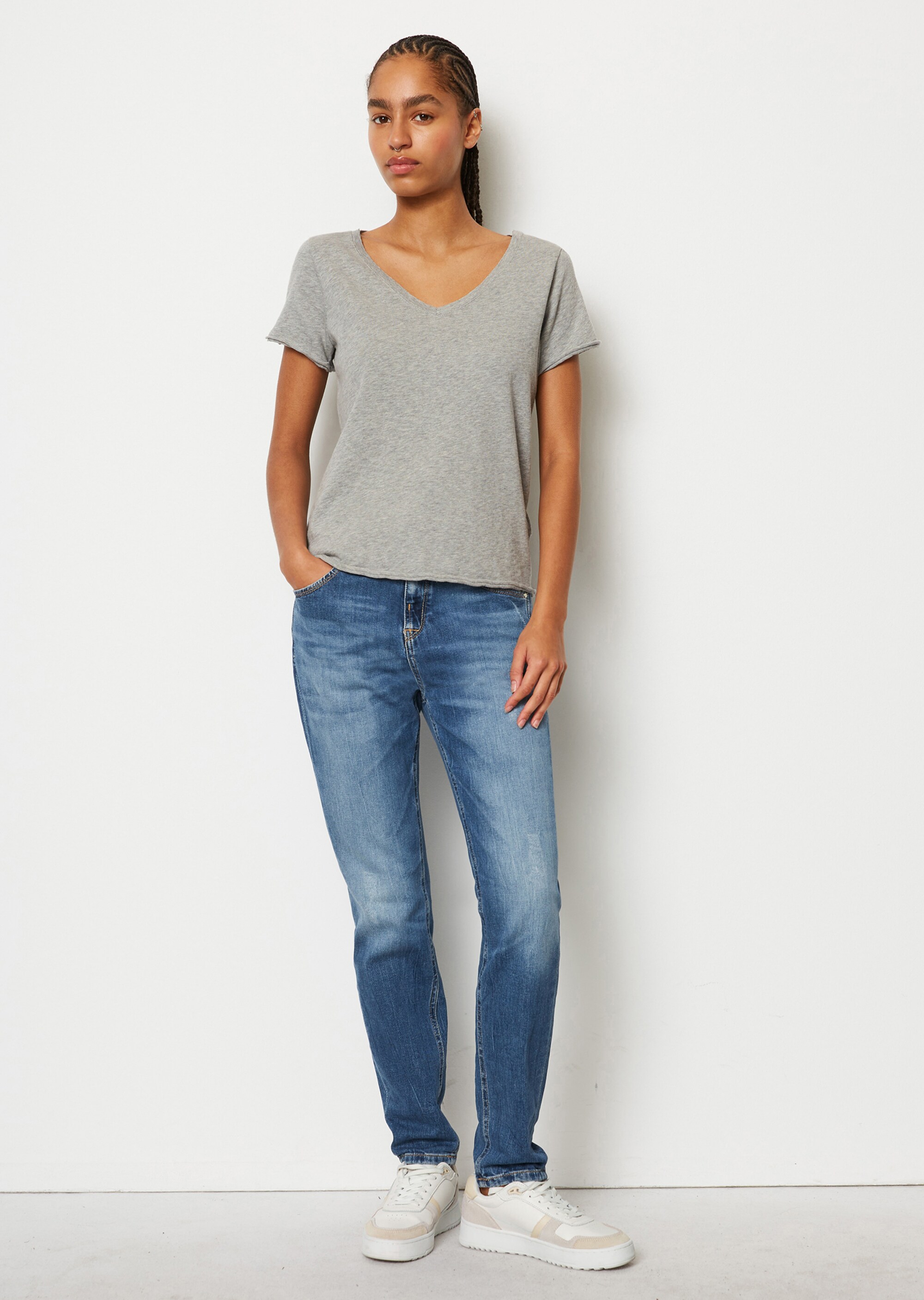 V-Neck-T-Shirt regular Organic-Slub-Cotton