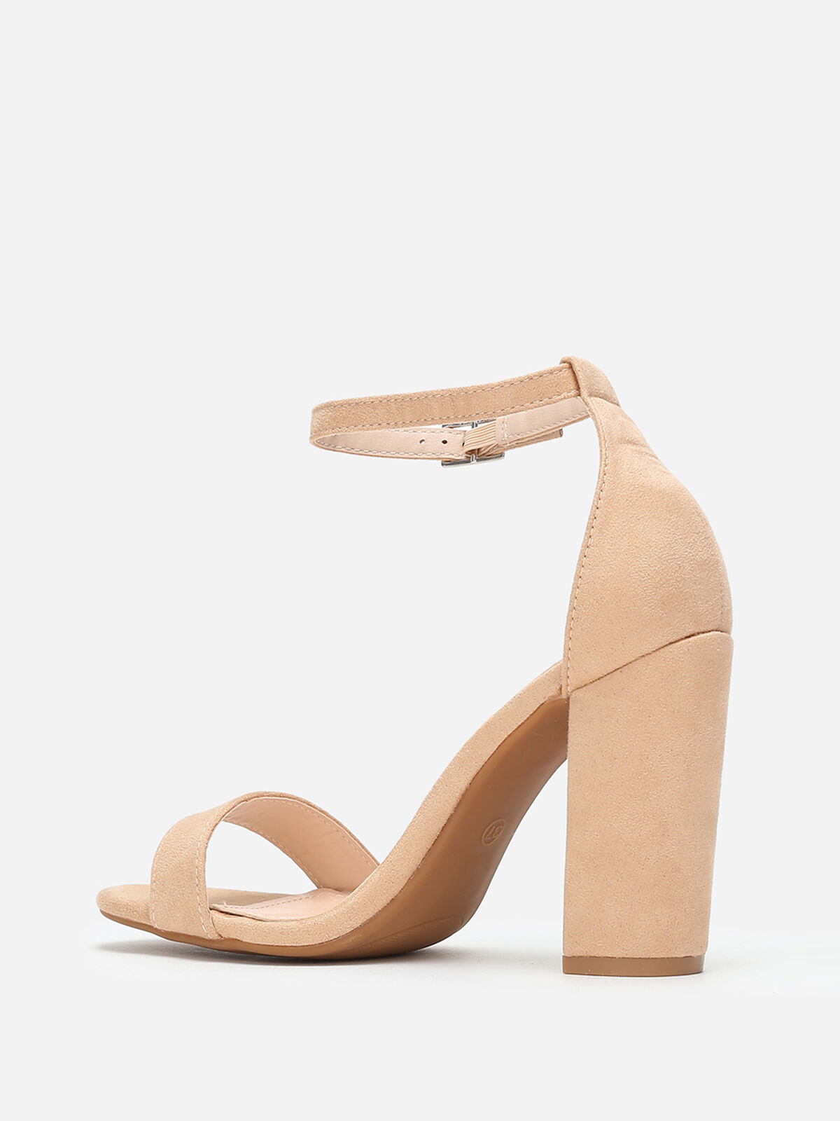 Sandales suédine à talon carré- Beige