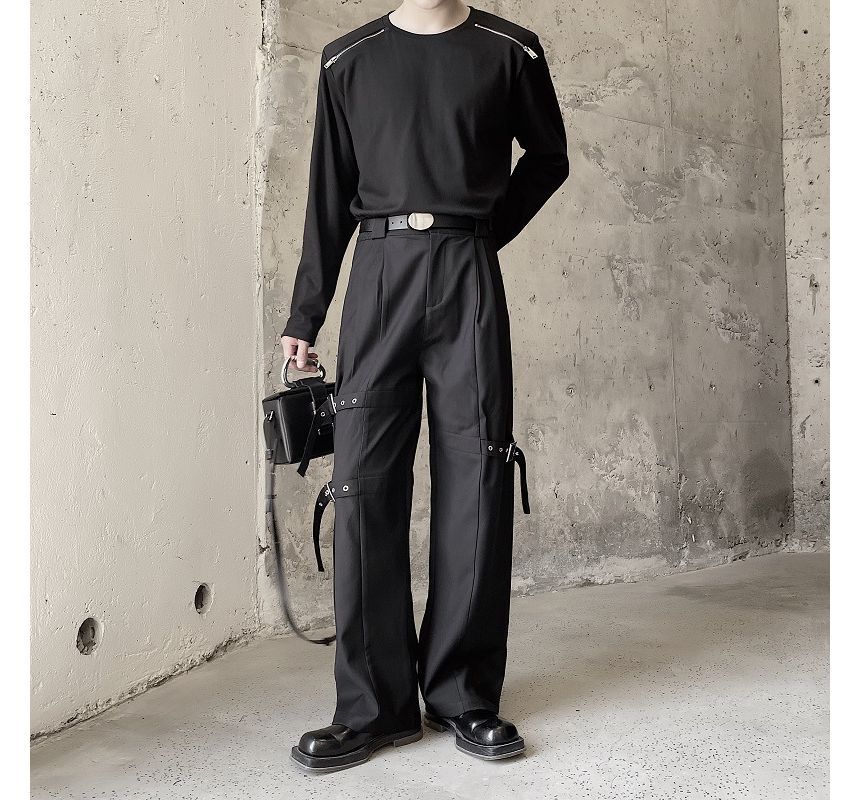 Omozando - Hoge taille, rechte broek met bandjes