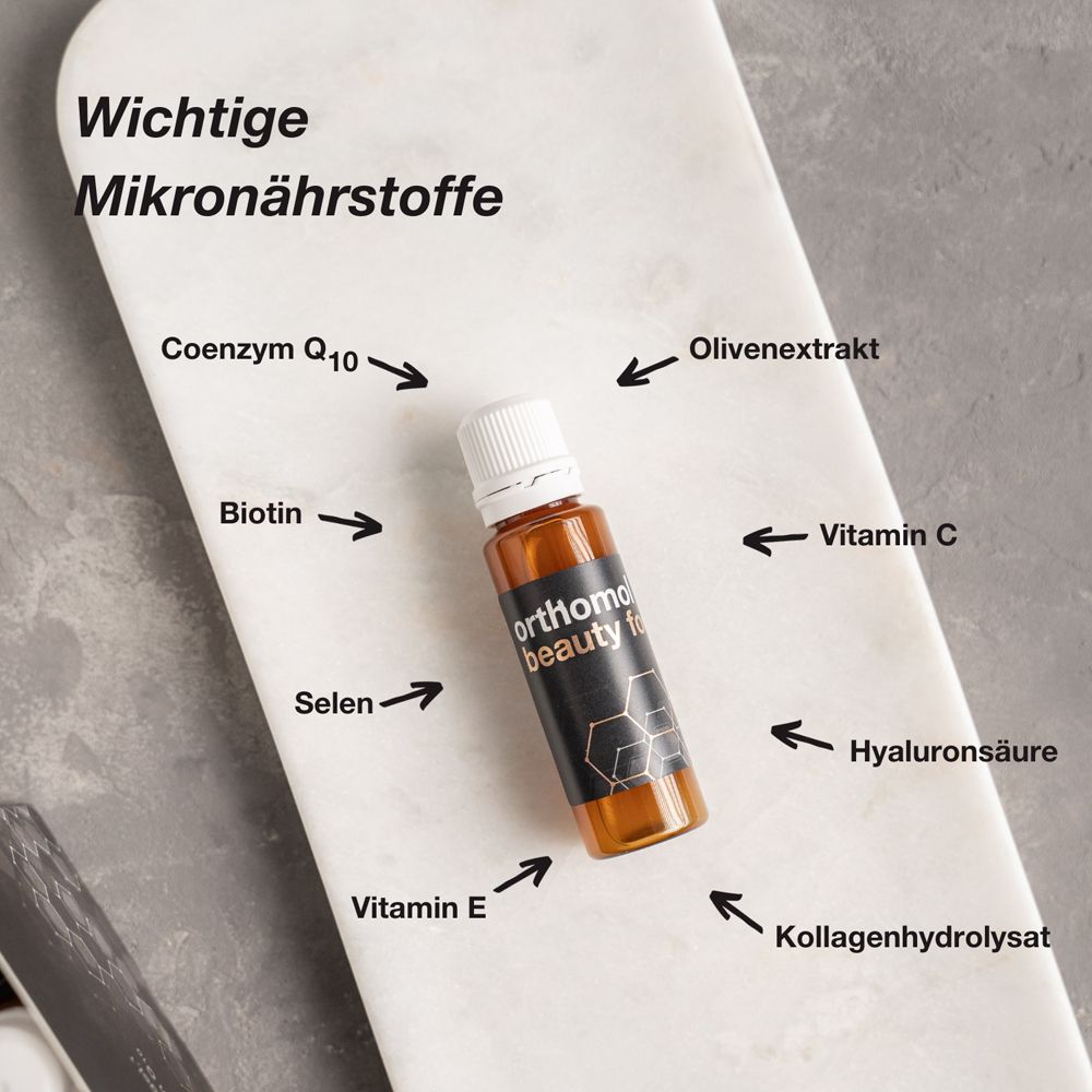 Orthomol Beauty for Men - für Haut, Haare und Nägel, mit Hyaluronsäure, Kollagen und Coenzym Q10 - Trinkampullen
