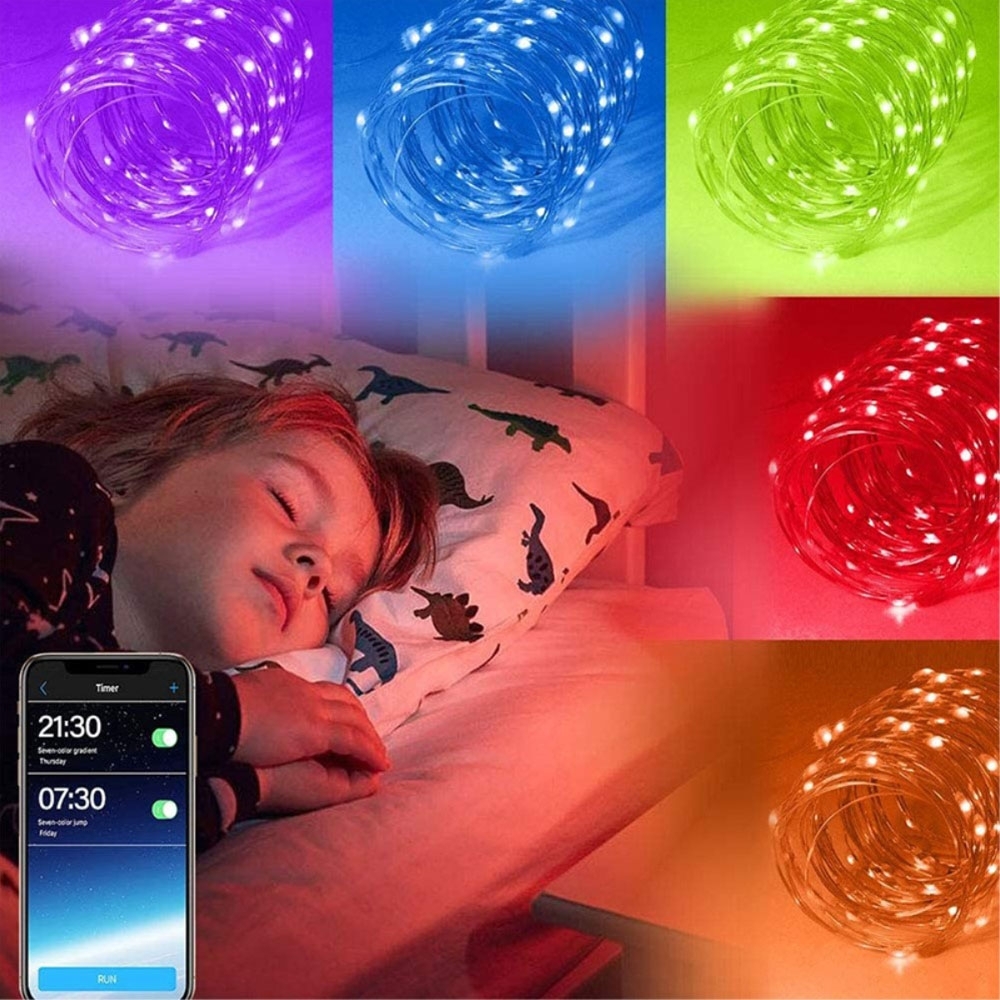 (10m) 100 LED's Bluetooth USB Lichterkette Soundgesteuerte RGB Beleuchtung mit App Steuerung (iOS/Android) IP65 - Bunt