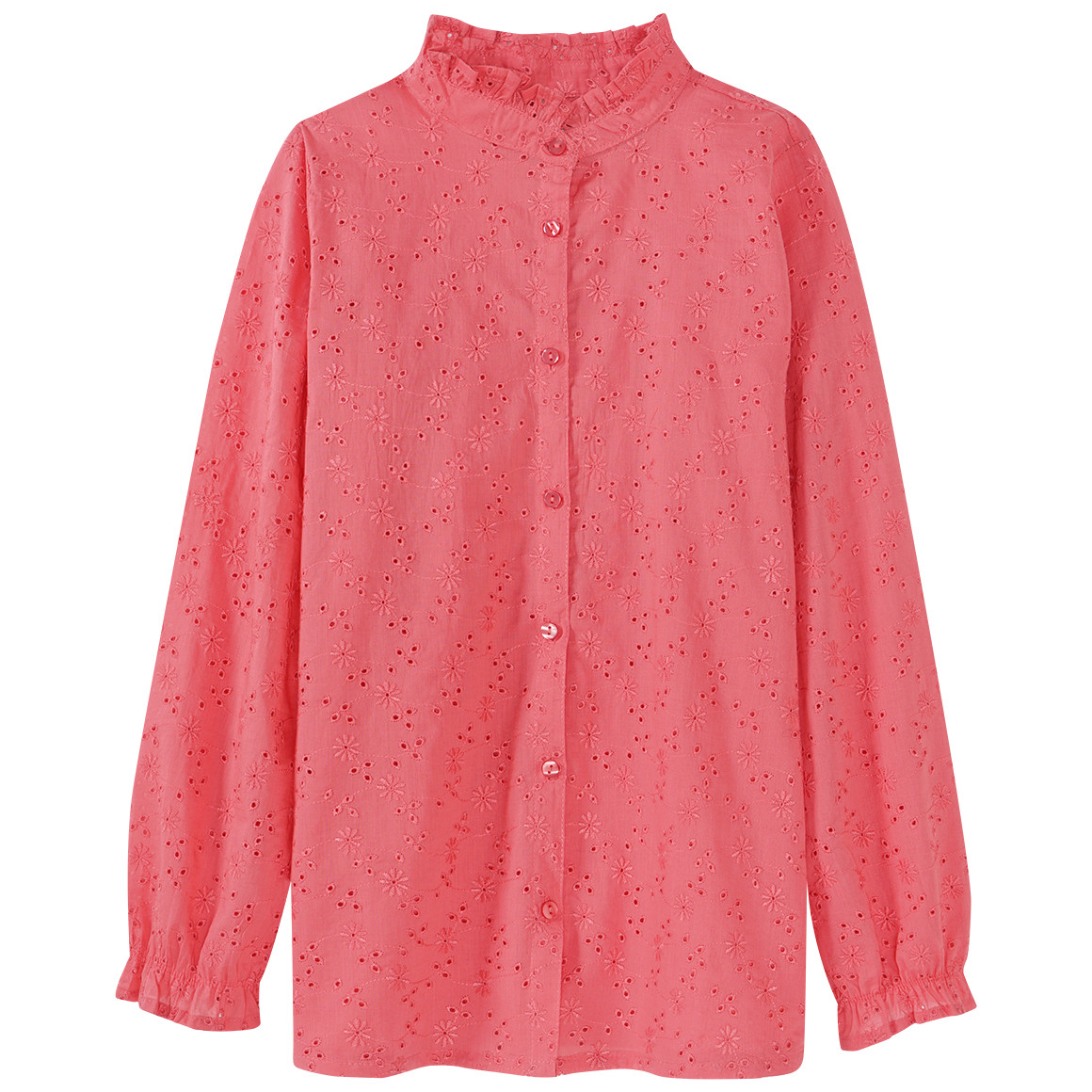 Yigga Mädchen Bluse mit Lochstickerei hellrot