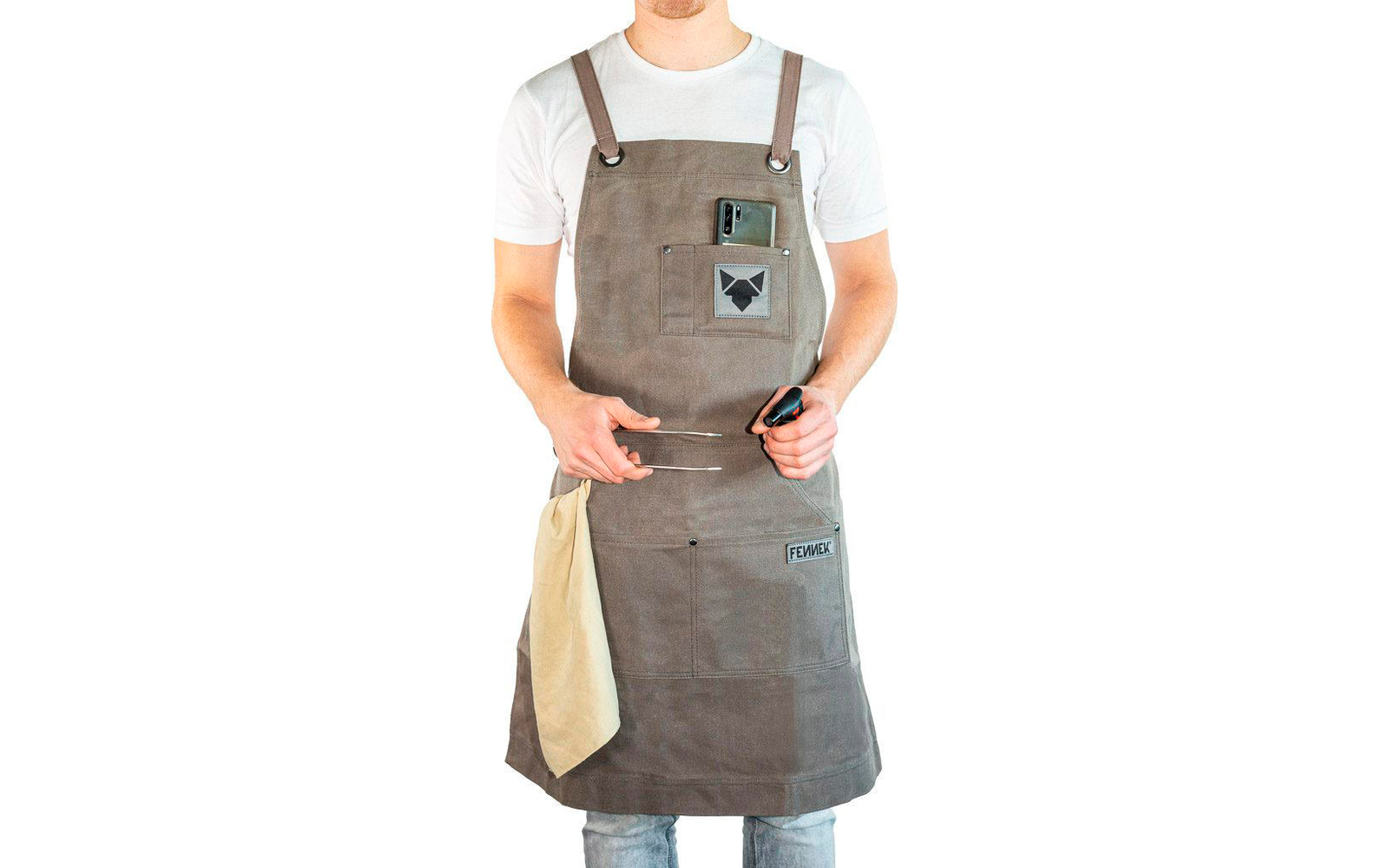Fennek Grillschürze gewachst grau