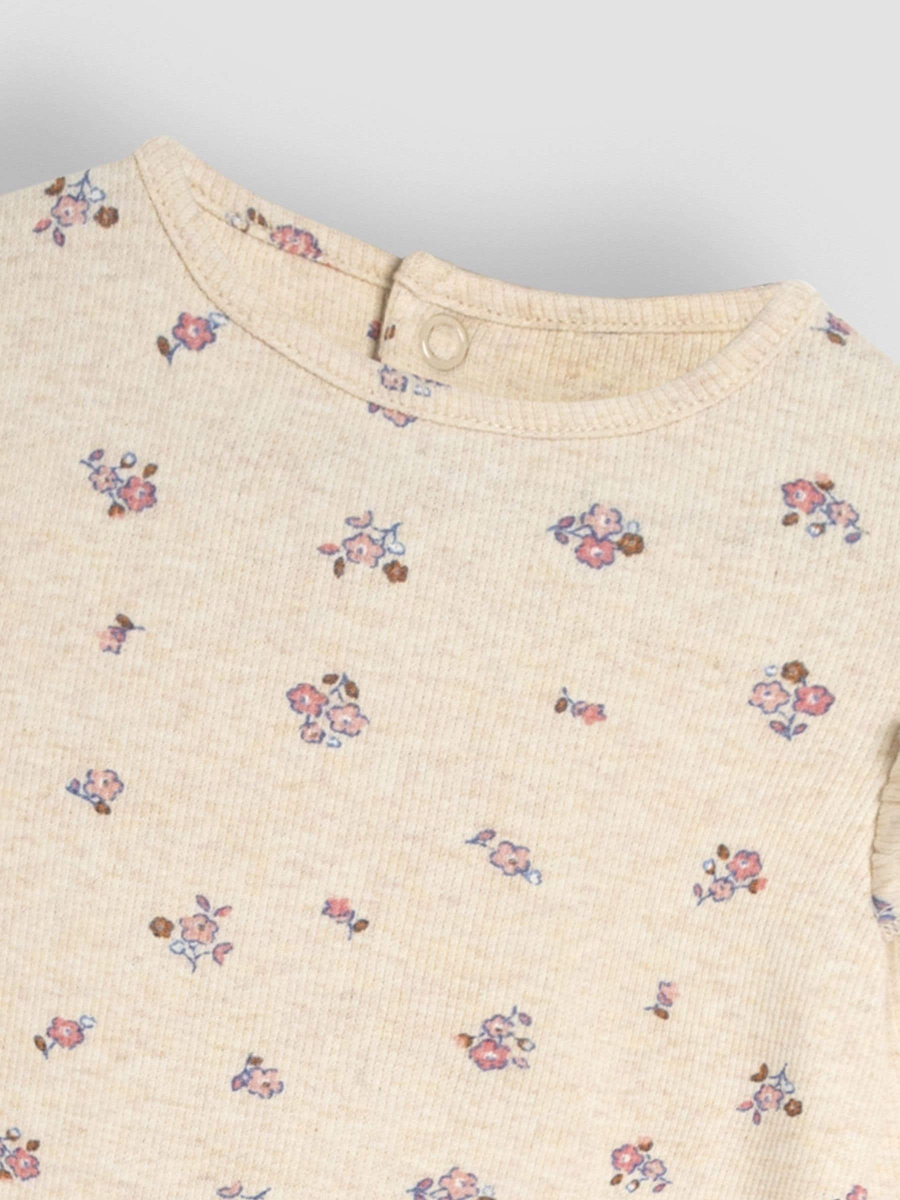 JoJo Maman Bébé verpakking van 2 ribrompertjes met bloemen en stippen en ronde hals