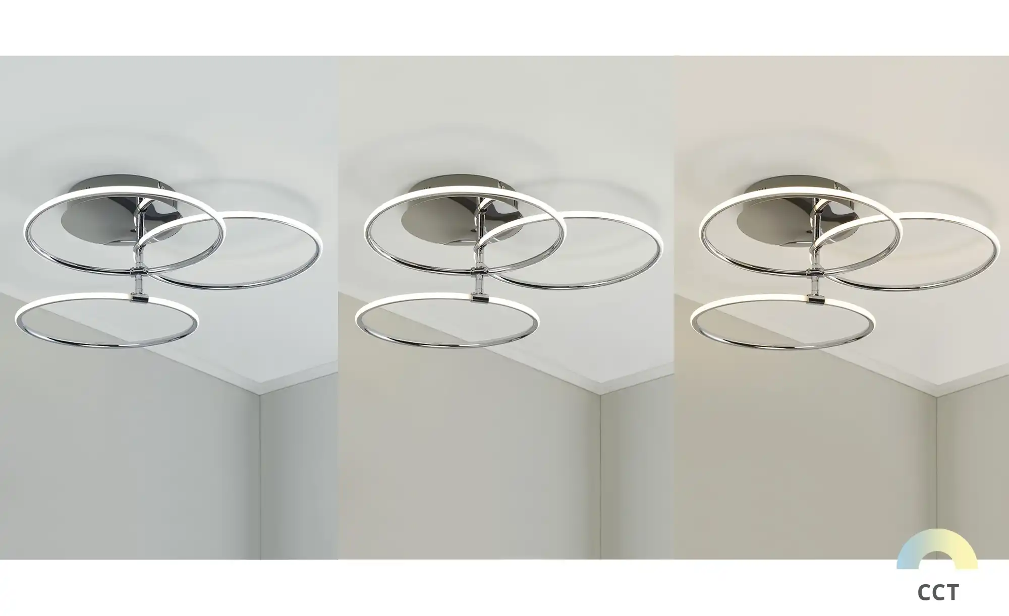 KHG LED-Deckenleuchte, 3-flammig, chrom `Ringe´