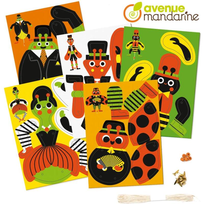 Boîte créative, Pantins à construire, Insectes - Multicolore