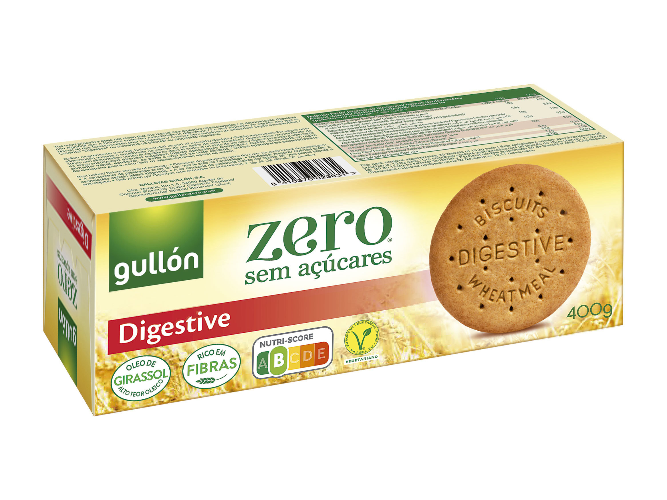 BOLACHA GULLON DIGESTIVE ZERO SEM AÇUCAR 400G