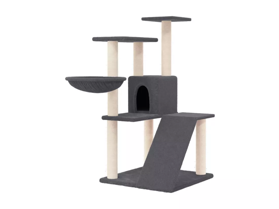 Arbre à chat avec griffoirs en sisal Gris foncé 94 cm