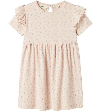 Lil' Atelier Kleid - Rib - NmfGago - Peach Blush m. Blumen