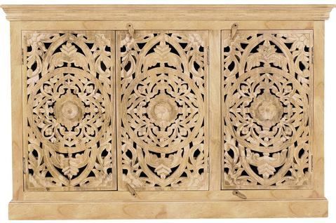 Mango - Houten Dressoir - Natuurlijke Toon - Drie Deuren - Opslagruimte