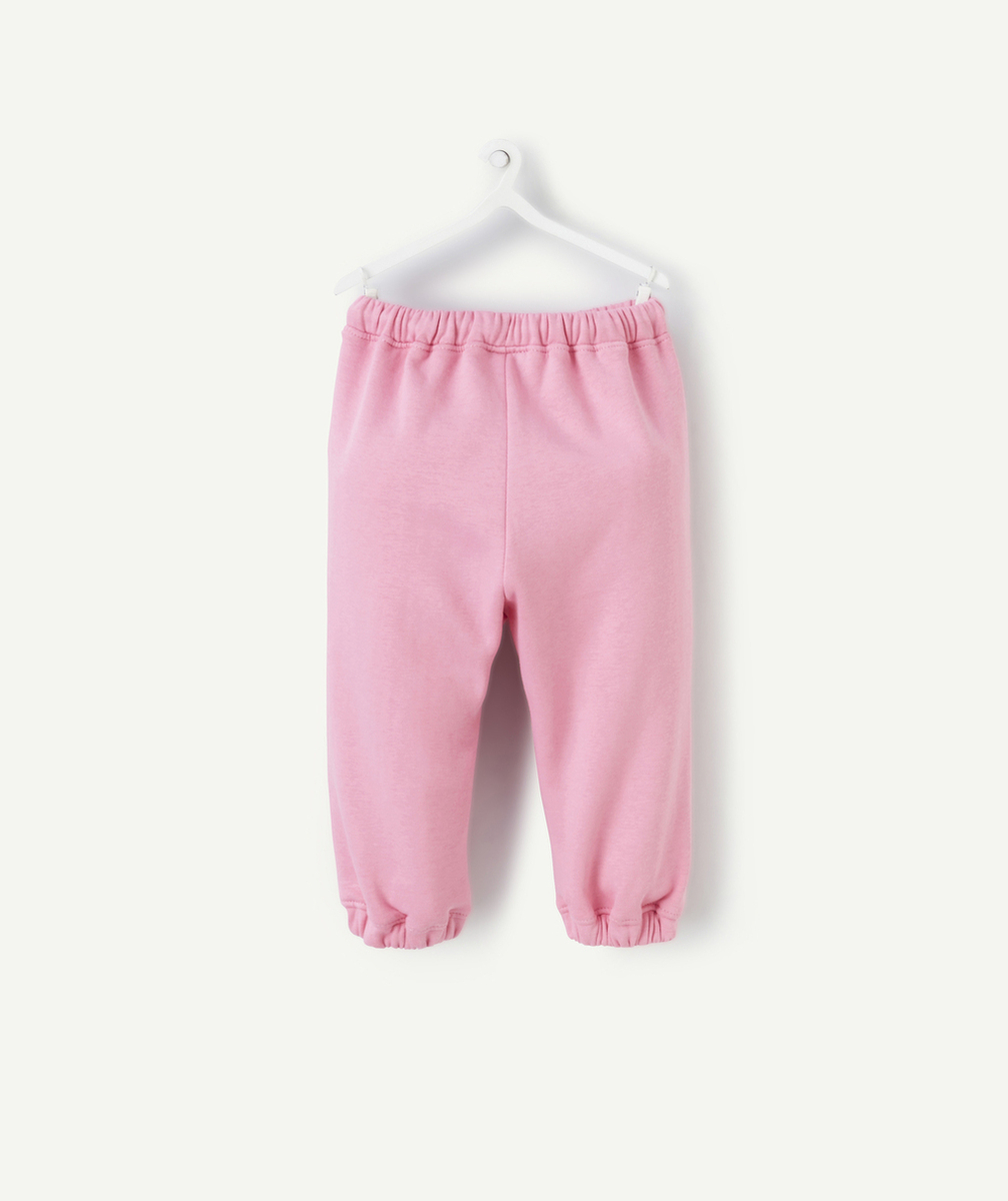 JOGGING BÉBÉ FILLE EN FIBRES RECYCLÉES ROSE AVEC MOTIF MINI POUSSE