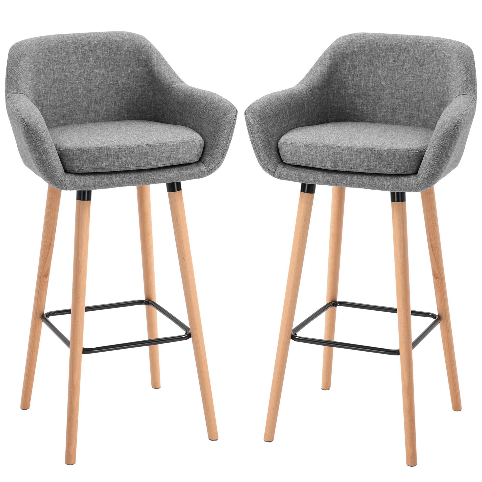 HOMCOM Barhocker mit Fußstütze grau 55L x 48B x 100H cm