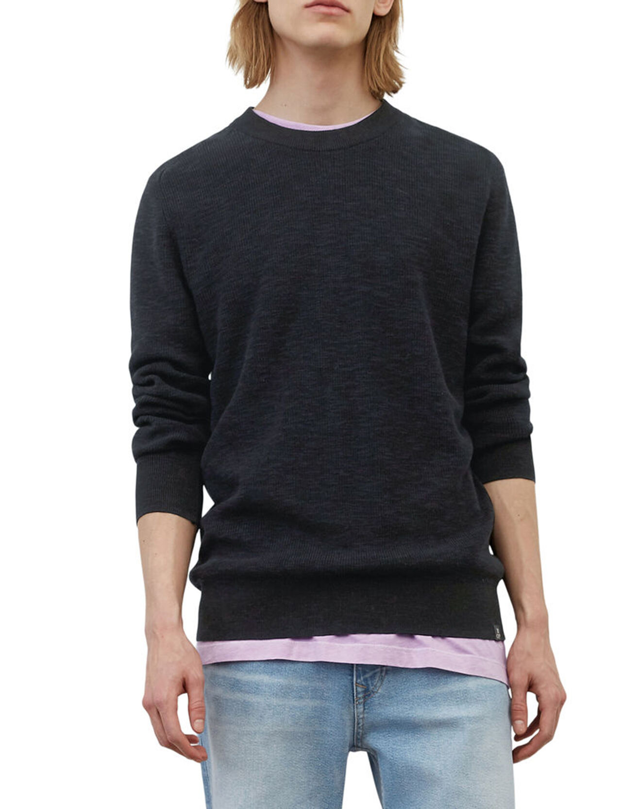 Marc O'Polo Pull en Coton & Lin bleu marine