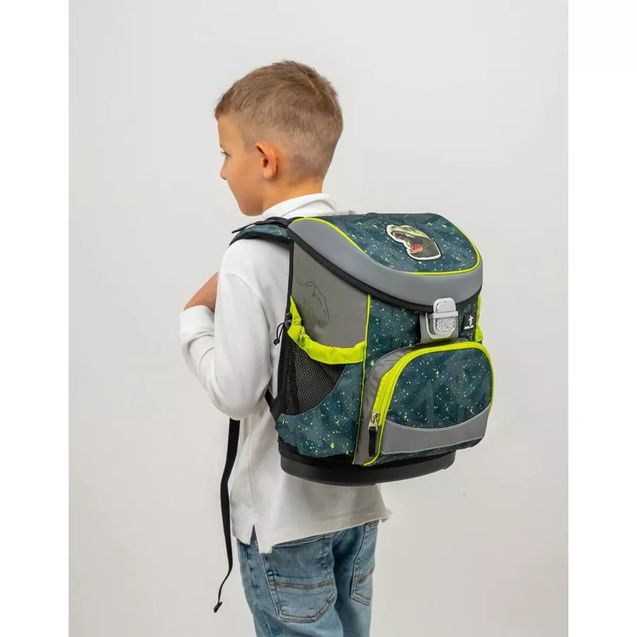 Belmil Schulranzen Mini Fit Schulranzen Set 5-teilig mit Brustgurt T-rex Roar