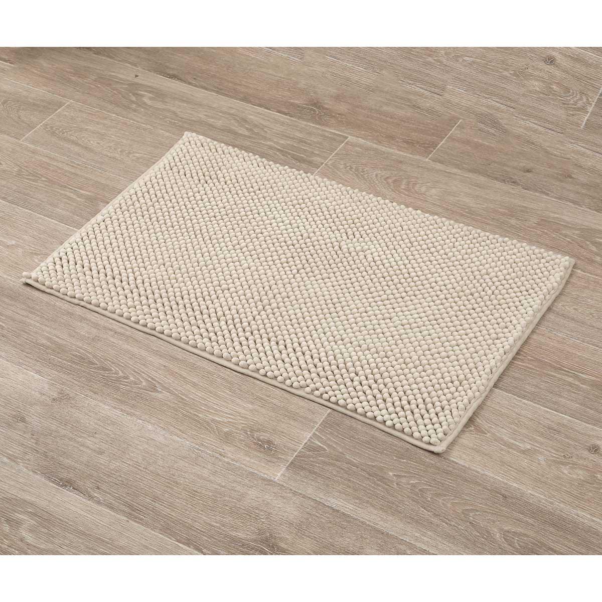 TAPIS MICROFIBRE BOULES 50X80CM BEIGE