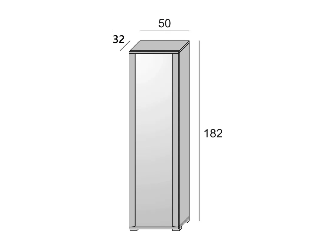 Étagère à chaussures Dcandel, meuble d'entrée polyvalent avec porte miroir, meuble à chaussures moderne avec 7 étagères, 100% Made in Italy, 50x32hx182 cm, Blanc et Ciment