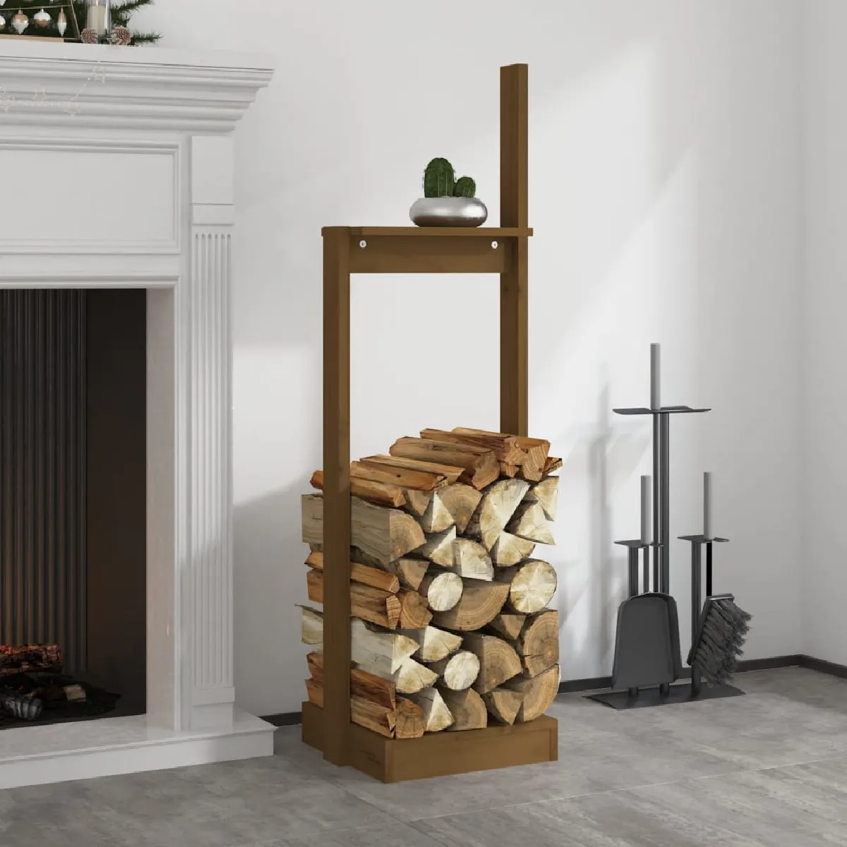 vidaXL Porte-bûches 33,5x30x110 cm - Bois massif de pin