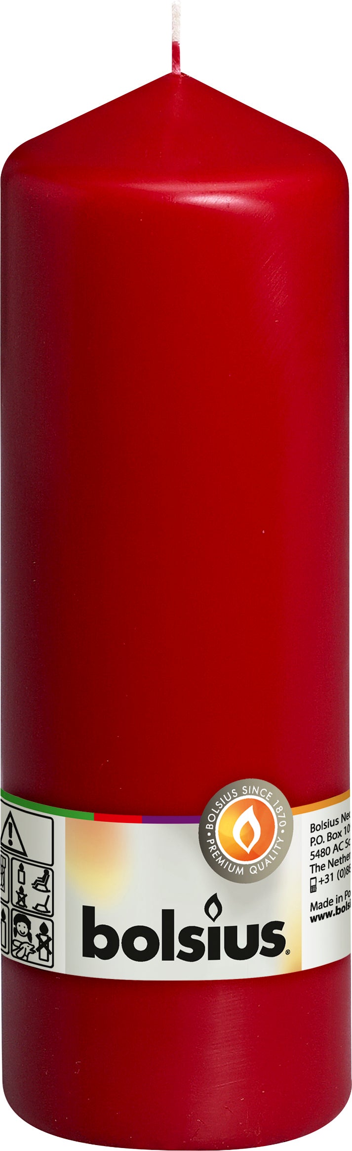 Bolsius stompkaars donker rood D 6,8 H 20 cm