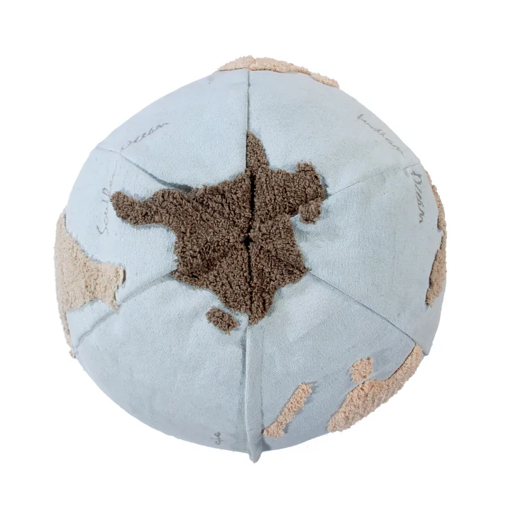 Lorena Canals - World Map Pouf, Ø 50 cm, hellblau / beige