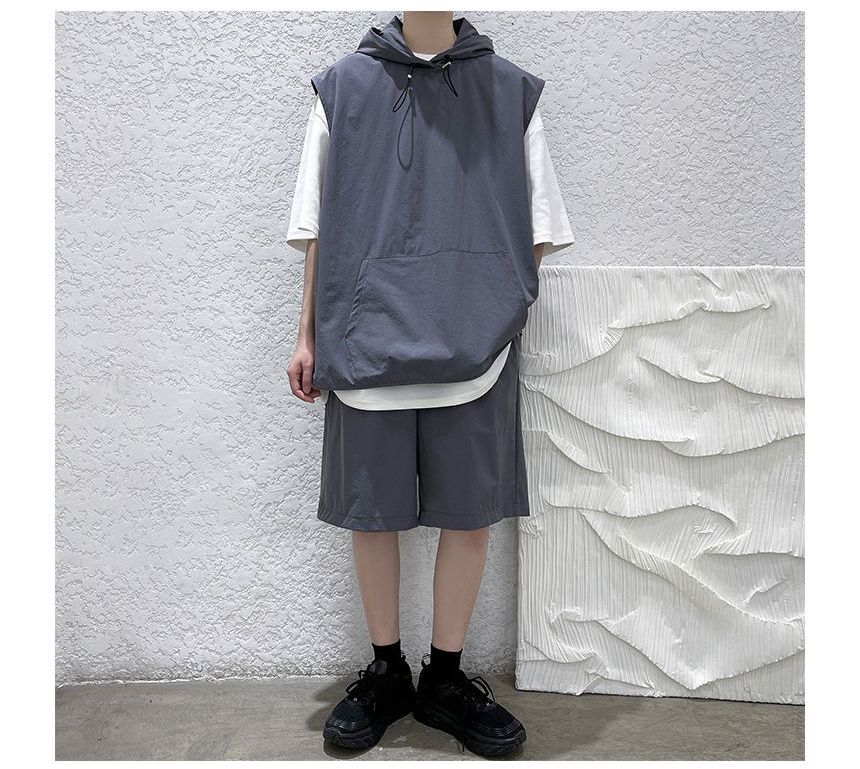 Vernanah - Set: Elleboogmouw Two Tone Hoodie + Sweatshorts