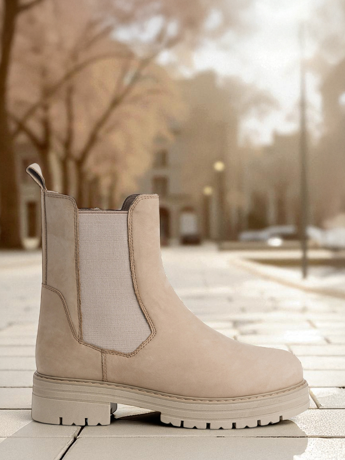 Marco Tozzi Taupe Leather Chelsea