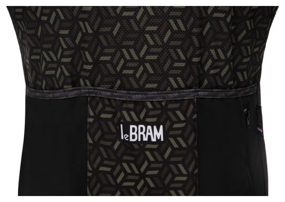 Maillot Manches Courtes LeBram Croix de Fer Noir Kaki Coupe Ajustée