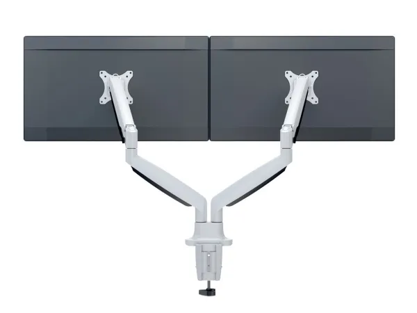 Multibrackets M Deskmount Gas Spring Dual - Monteringssæt (bordmontering, 2 artikulerende arme) - for 2 LCD displays - stål, højglansaluminium - hvid - skærmstørrelse: 15
