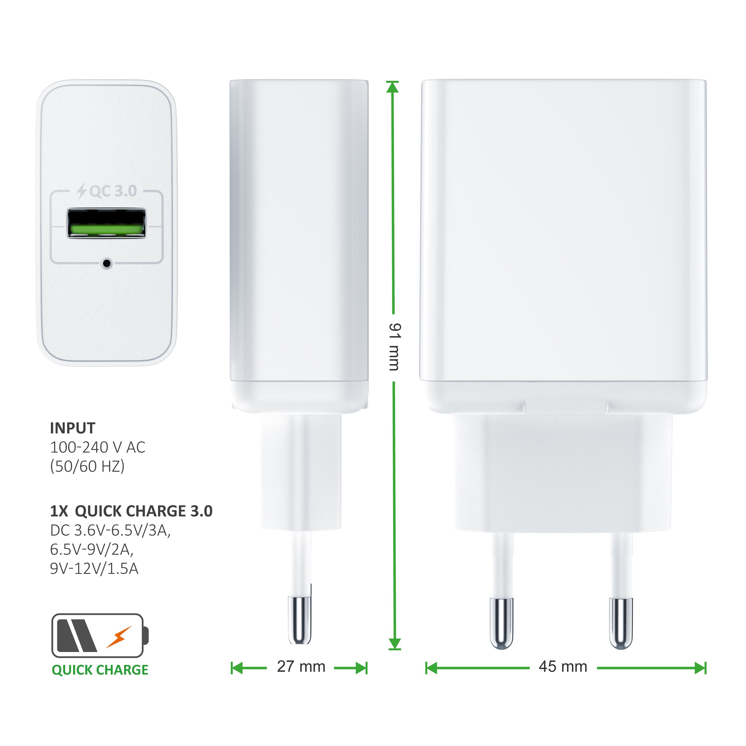 Aplic USB Ladegerät mit Schnellladefunktion - Netzteil mit Quick Charge 3.0 - Smart Charge Solid Charge Laden - für Handys, Smartphones, Tablets UVM.