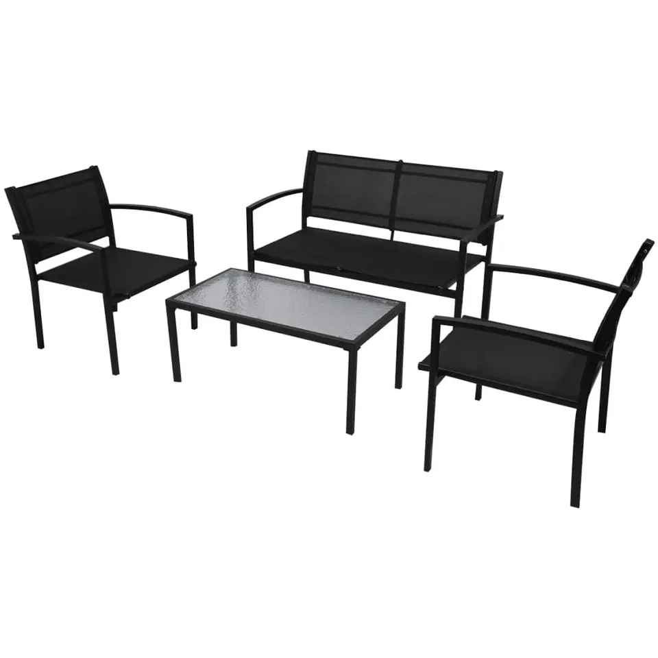 vidaXL - Tuintafel En Stoel - Zwart - Aluminium