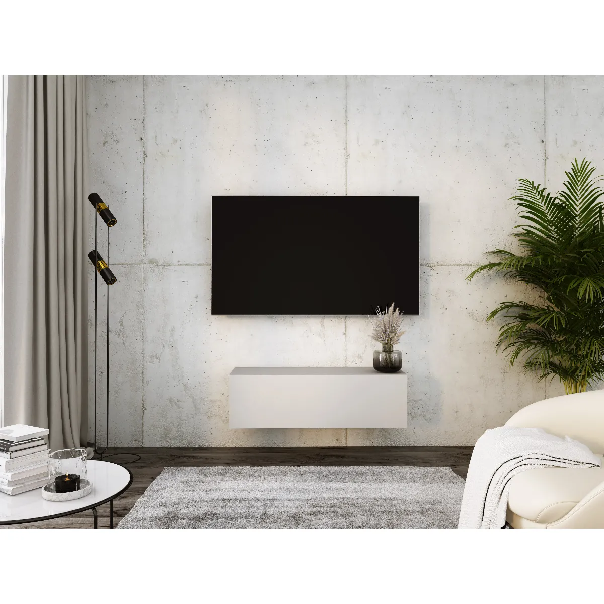 3xeliving Meuble TV Suspendu Cachemire